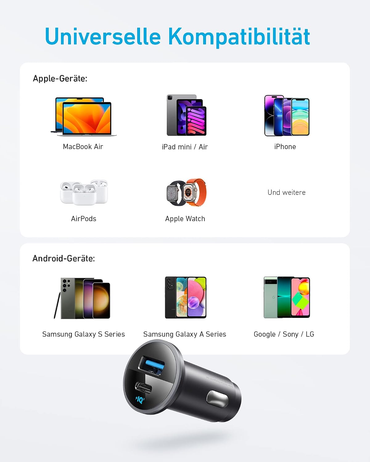 Detalle 2 de Anker 323 52,5W Autoladegerät USB‑C