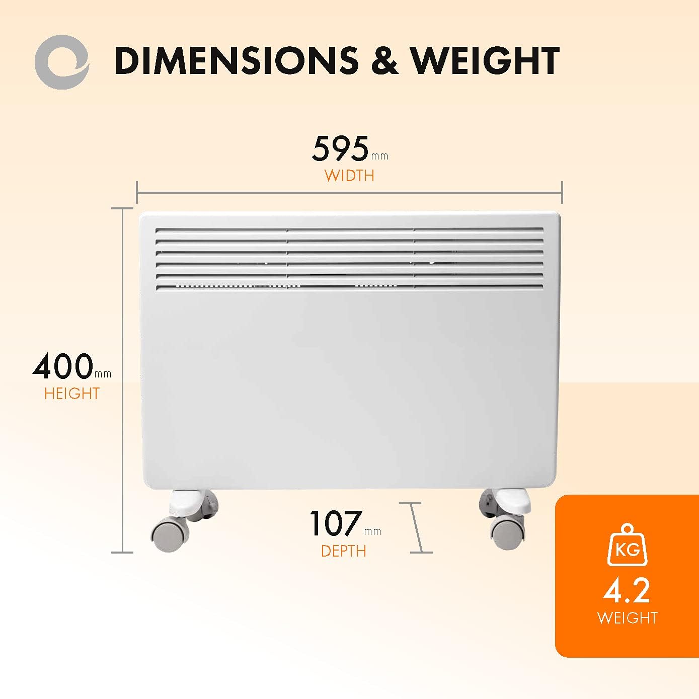 Detalle de Devola DVNDM15 1500W Eco Electric Panel Heater with Adjustable Thermostat