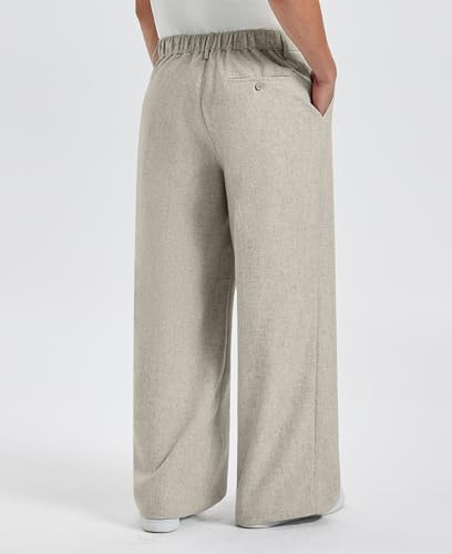 Thumbnail 1 de FEDTOSING Men’s Linen Dress Trousers: Wide Leg, Elastic Waist, Casual Baggy Style