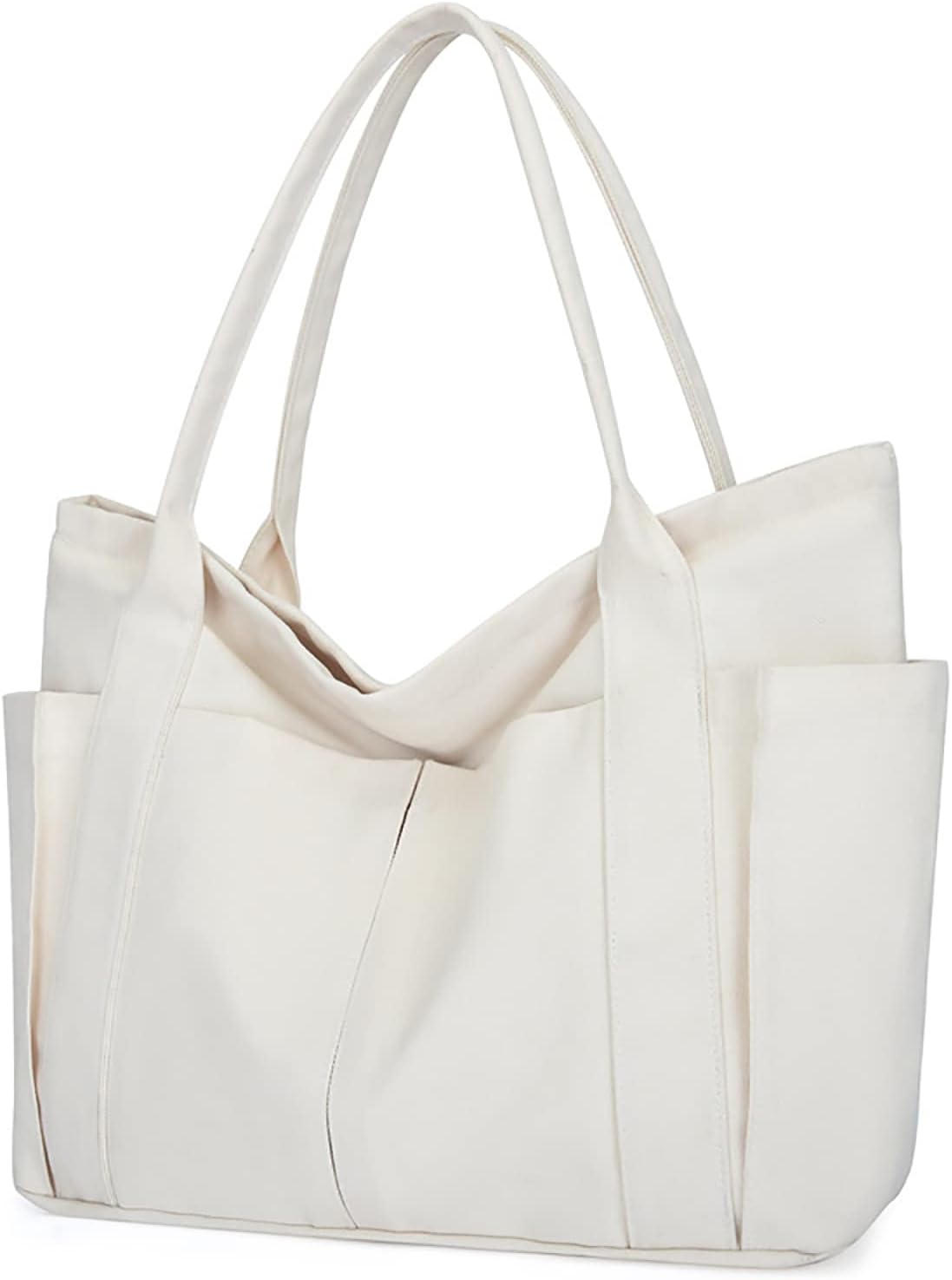 Detalle de Damen Große Canvas Tote Bag – robuste Einkaufstasche mit viel Platz