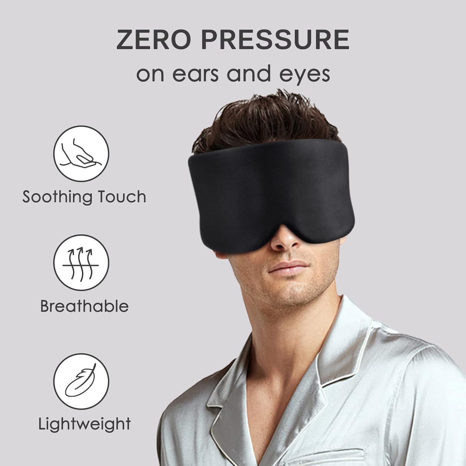 Thumbnail 3 de OLESILK Sleep Mask 100% Mulberry Silk Eye Mask (Black, Large) with Adjustable Strap