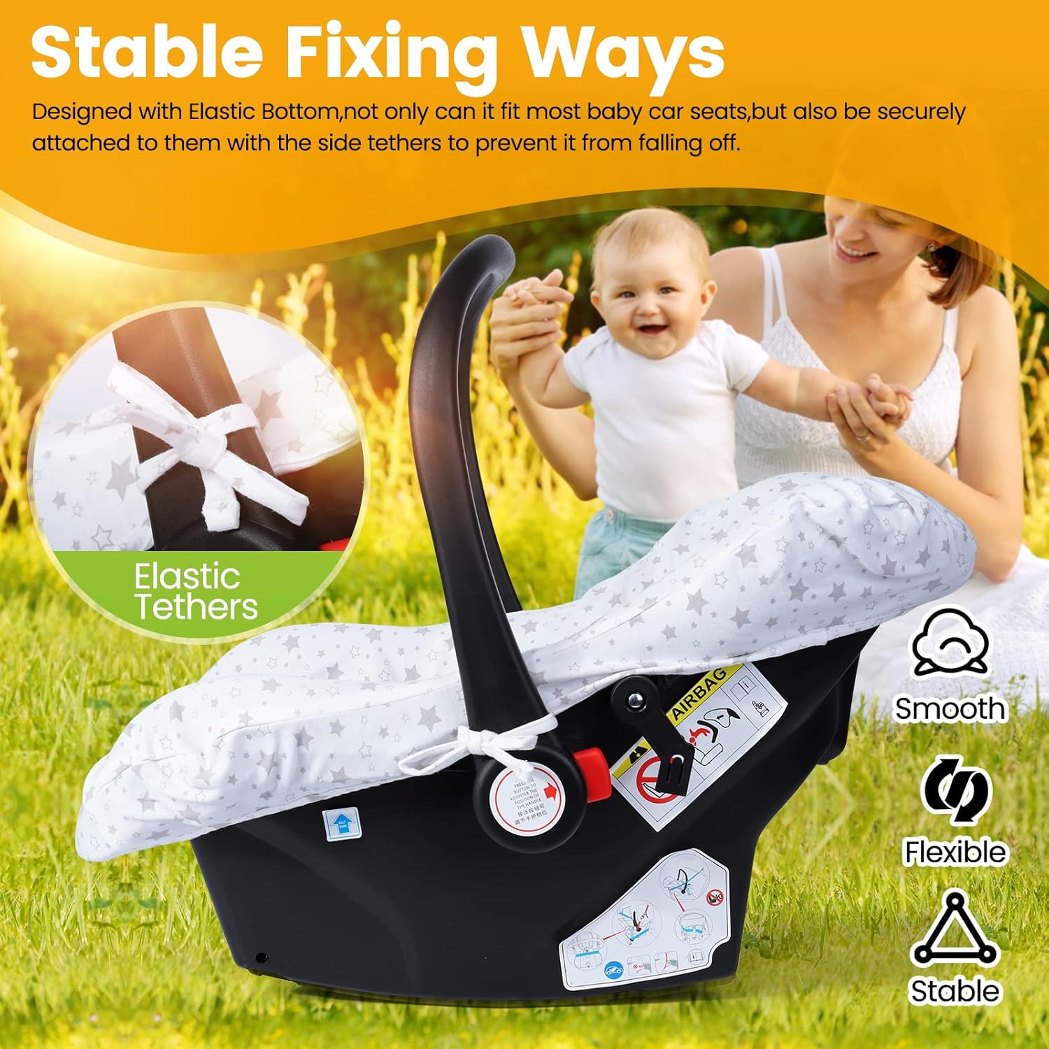 Thumbnail 2 de Orzbow Housse Siège Auto Bébé pour Cosy – coton respirant et lavable, universelle