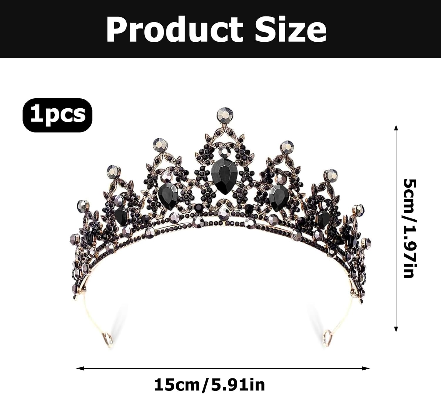 Detalle 2 de HuaMuDM Kristallkrone Diadem 5 cm