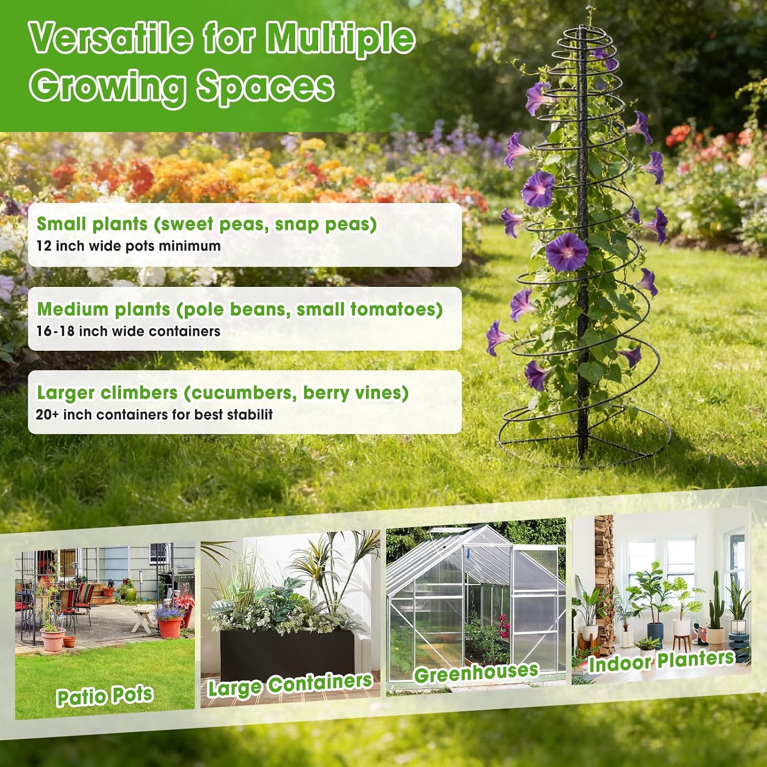 Detalle de DEROFIT 16zhiwuPTZJ-HZ-3jie-2P Metal Garden Trellis, 45-Inch, 2-Pack