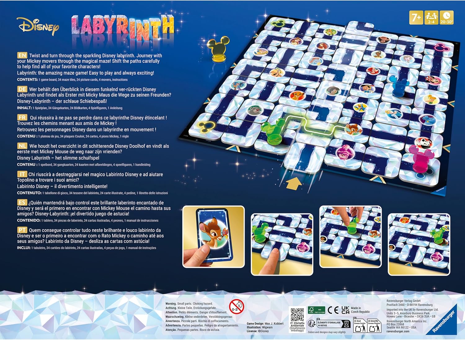 Detalle 2 de Labyrinthe Disney 100 Ans – Édition anniversaire Ravensburger, jeu de société stratégique pour 2 à 4 joueurs