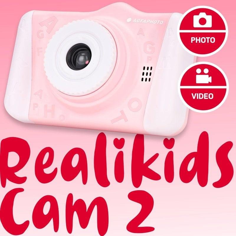 Detalle de AgfaPhoto Realikids Cam 2 Rosa: cámara infantil de 12 MP con pantalla 3,5" y filtros divertidos