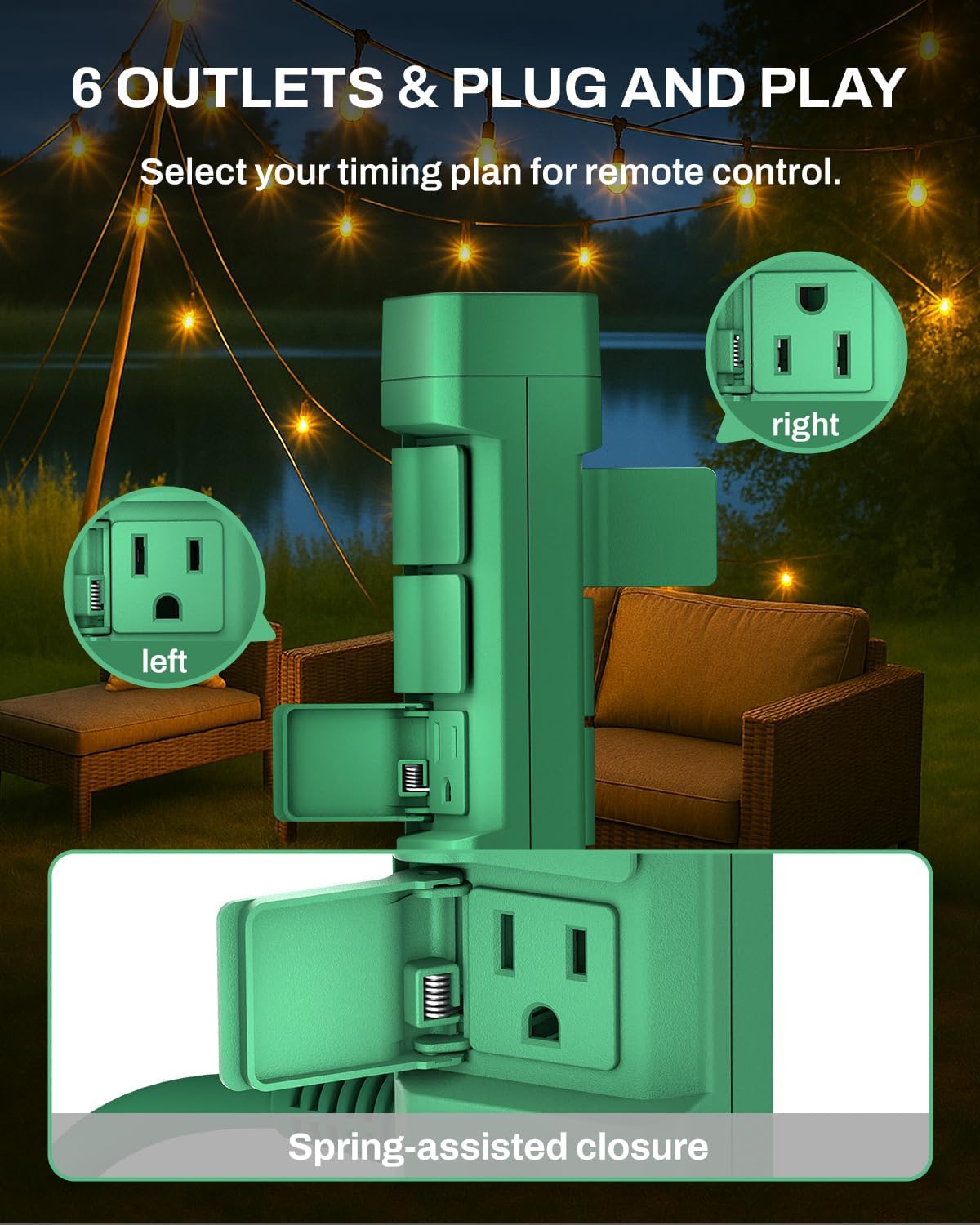 Thumbnail 4 de BN-LINK BNC-U13L Outdoor Power Stake Timer, 6 Outlets, Dusk-to-Dawn Sensor