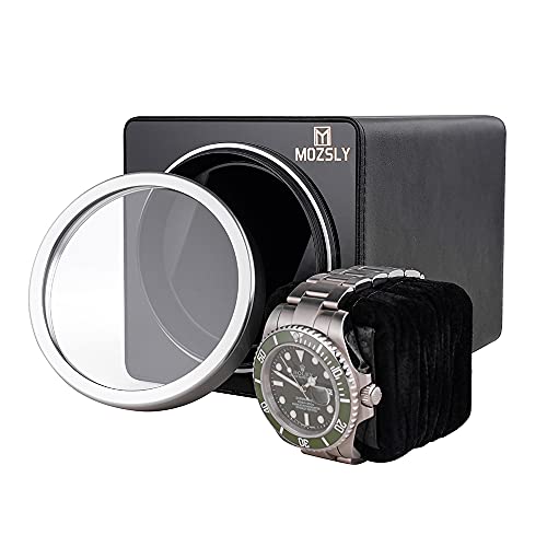 Thumbnail 6 de MOZSLY Single Watch Winder for Automatic Watches with Quiet Motor – Black Leather, 12 Rotation Modes