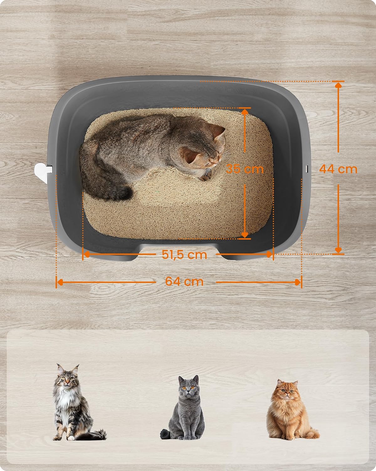 Thumbnail 2 de Feandrea BOXAL PPT003G02 extra grote open kattenbak, hoogzijdig, leigrijs