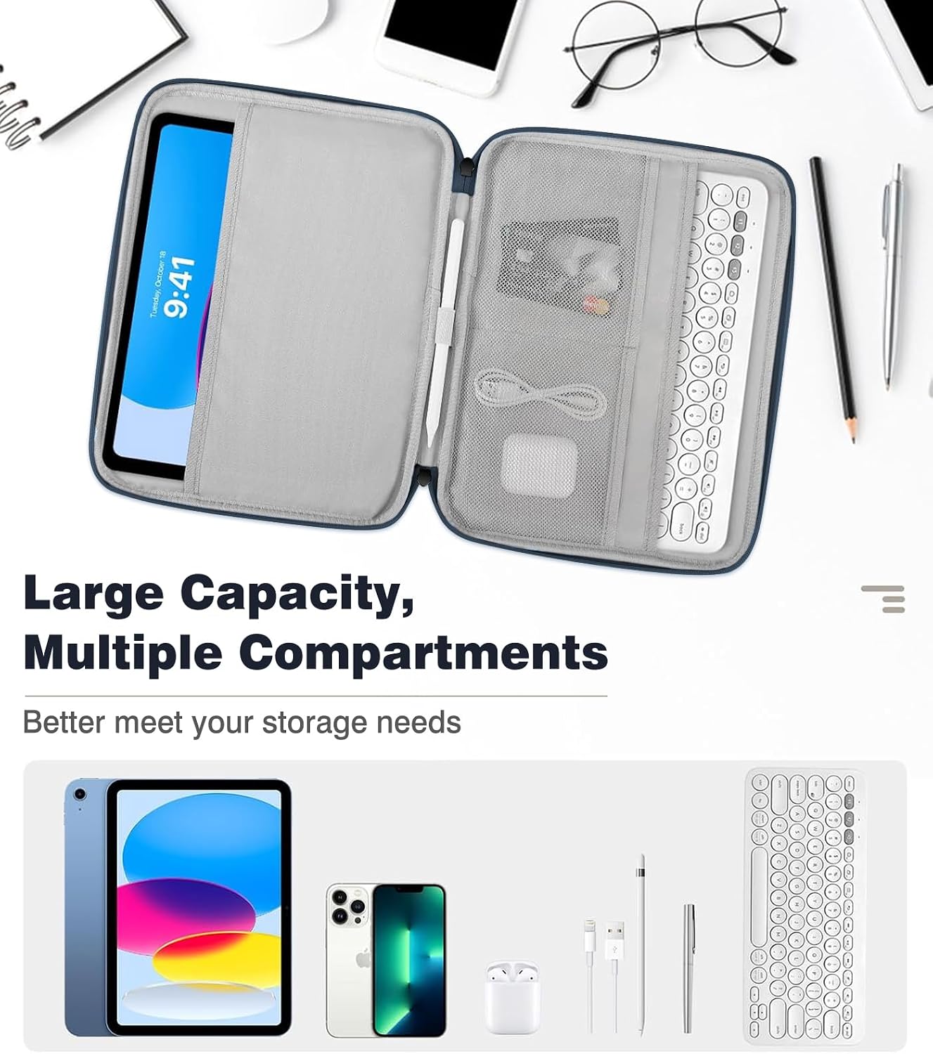 Thumbnail 2 de Dadanism 9–11 Zoll Tablet Tasche Hülle Dunkel Blau – kompatibel mit iPad Pro 11", iPad Air 11", Galaxy Tab 11" und mehr