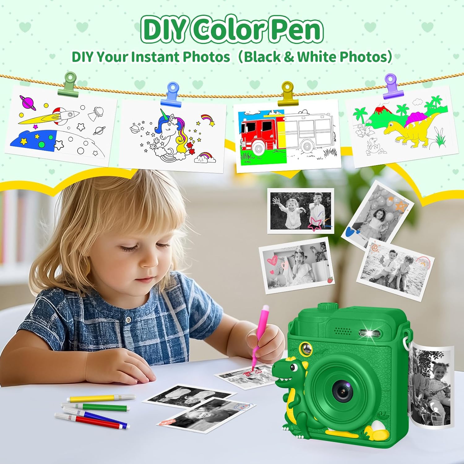Detalle de Gofunly Kids Camera Instant Print (1080P) with 32GB card and 5 print paper rolls