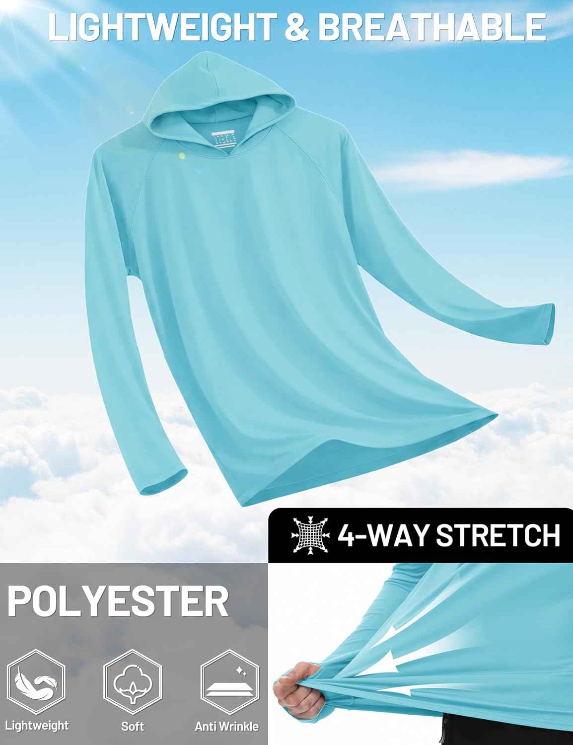 Detalle de TACVASEN UPF 50+ hoodie long sleeve