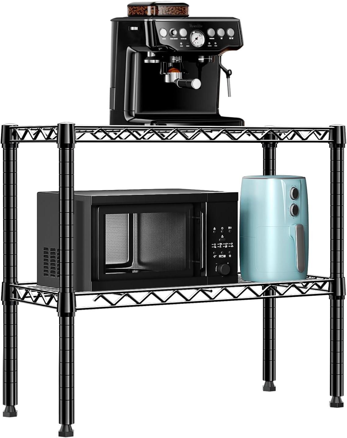 MZG 2-Tier Metal Wire Storage Rack (220 lbs) – Black Standing Shelving Unit for Laundry, Kitchen, Pantry & More