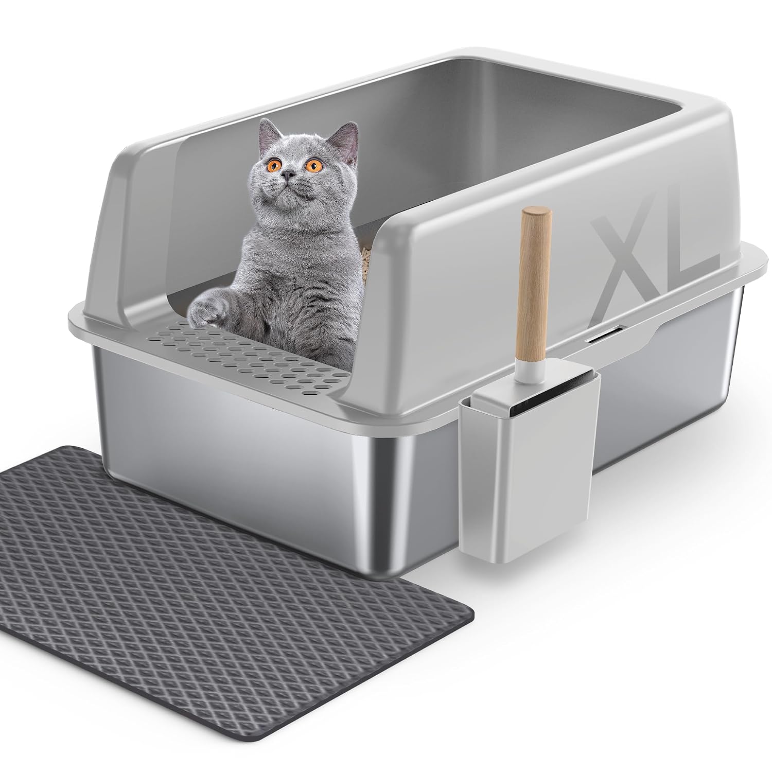 Thumbnail 6 de Gimars XL Katzenklo Edelstahl 60x40x31 cm