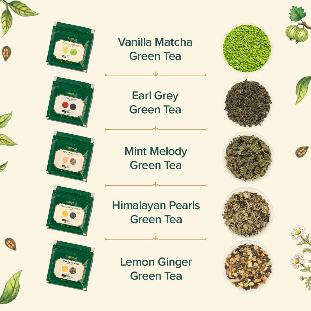 Thumbnail 3 de VAHDAM Grüner Tee Sorten Geschenkset – 10 Tees, Lose Blätter, Direkt von Plantagen