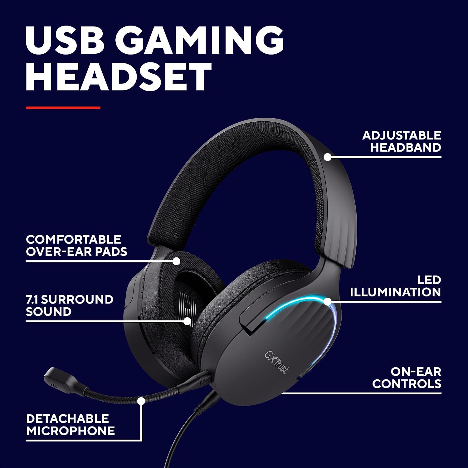 Thumbnail 1 de Trust GXT 490 Fayzo USB 7.1 Gaming Headset