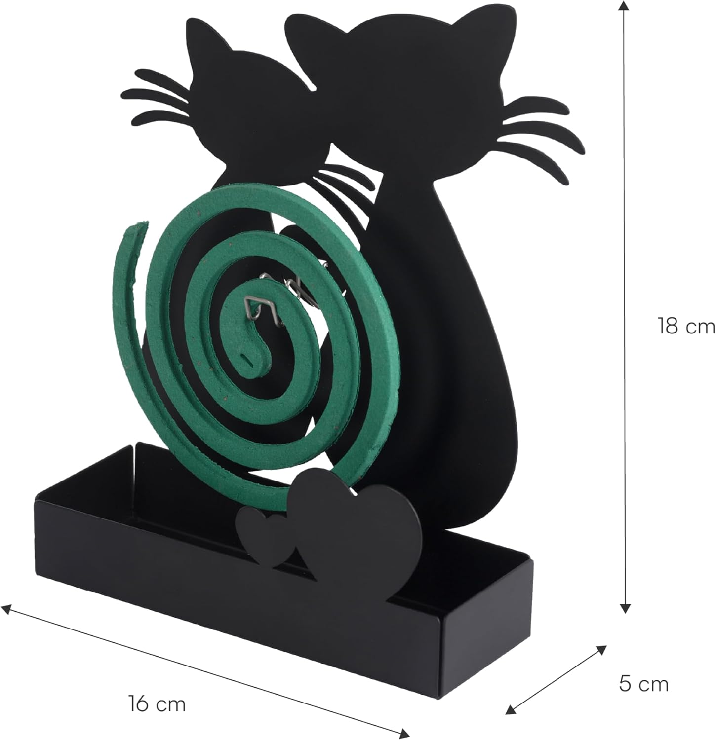 Detalle de Baroni Home Support Spirale Anti-Moustiques – Porte-Encens et Porte-Plante en Métal, 16x5x18 cm, Noir