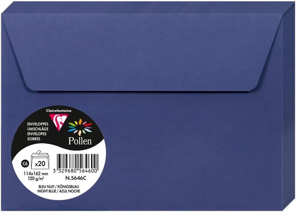 Clairefontaine 5646C – Pacco da 20 Buste autoadesive Pollen DL 120 g/m², blu notte