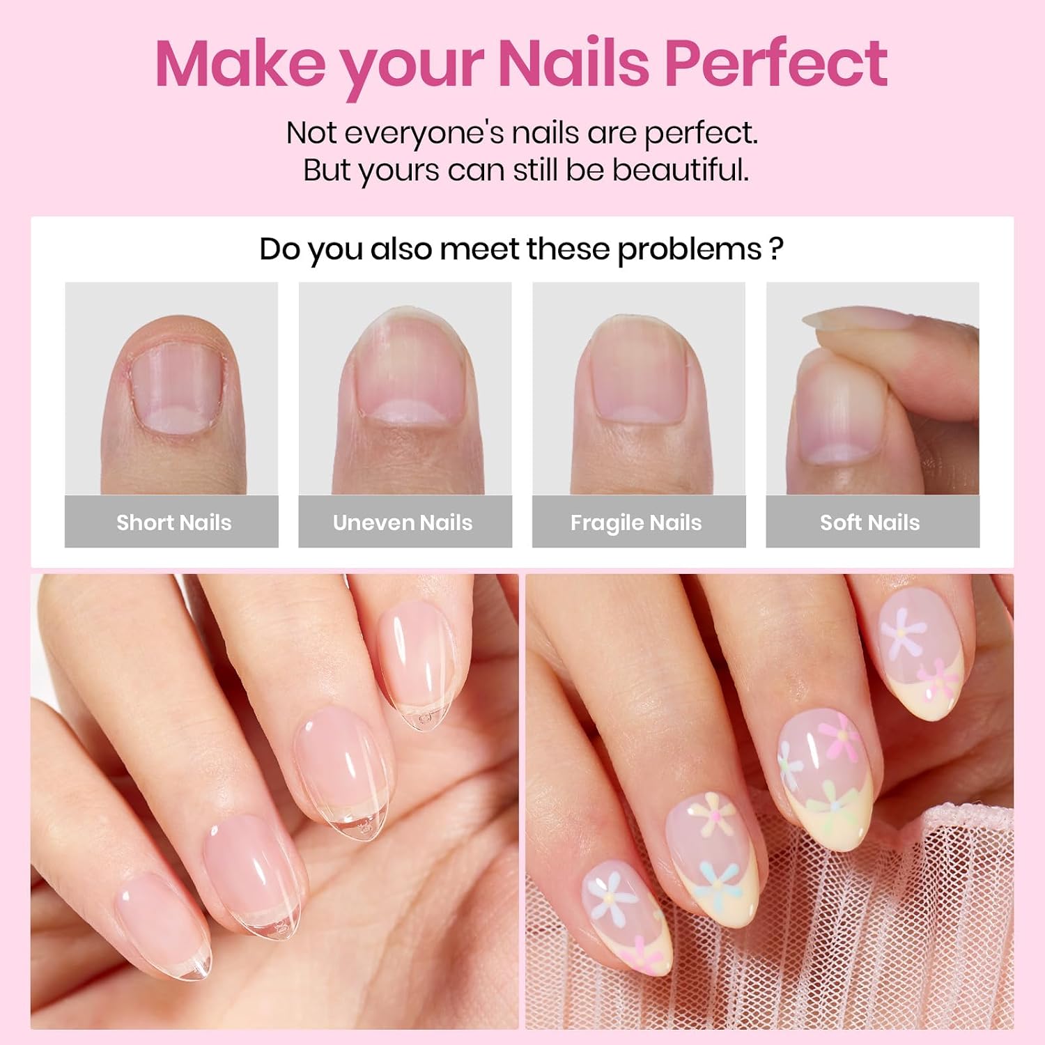 Thumbnail 2 de Beetles Extra Short Almond Nail Tips (Etch-X), 288 PCS, 12 Sizes Clear Full Cover Press-On