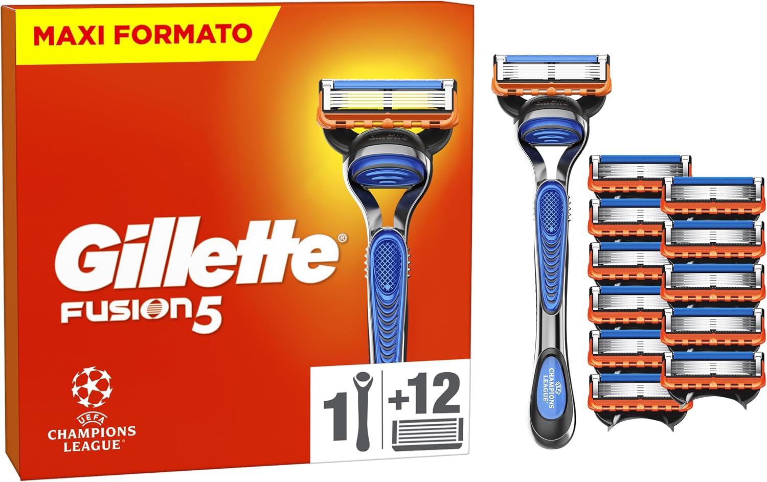 Detalle de Gillette Fusion5 Rasoio Barba: Set completo con 1 rasoio + 12 lamette di ricambio