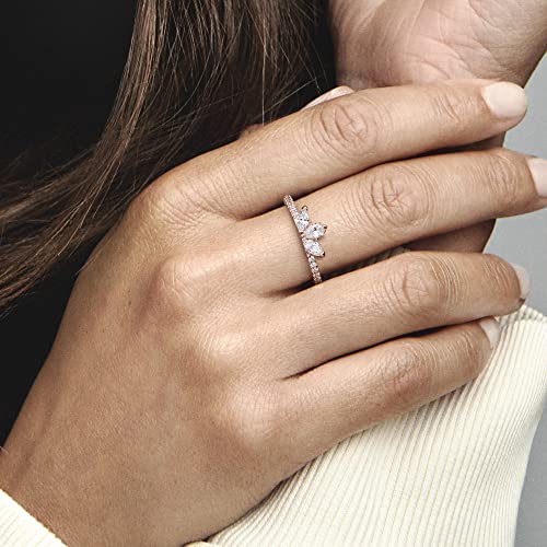 Detalle de Pandora Timeless Bague Herbier scintillant en métal plaqué or rose 14 carats – taille 50