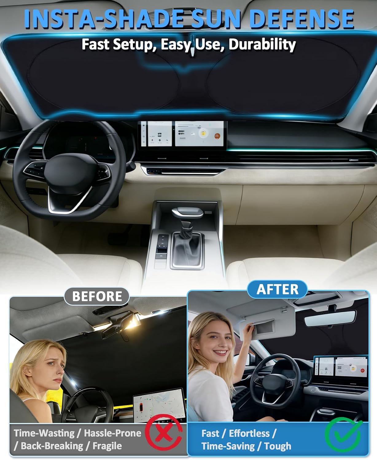 Thumbnail 2 de Custom-Fit Windshield Sun Shade for Chrysler Pacifica (2017–2026) – Save Interior from Sun and Heat