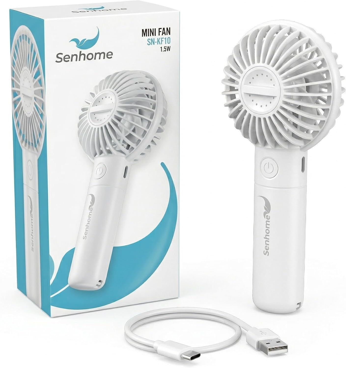 Detalle 2 de Senhome Ventilatore Portatile Ricaricabile con Vano Aromaterapia e Cartuccia in Cotone
