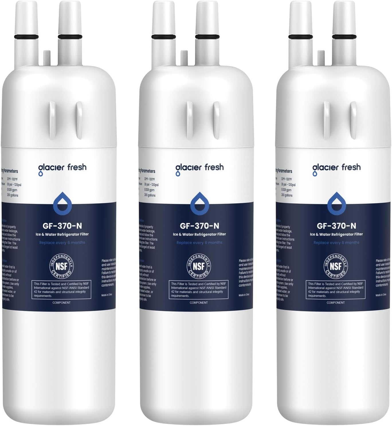 Detalle de GLACIER FRESH GF-370 Refrigerator Water Filter, 3-Pack with Coconut-Shell Carbon Block