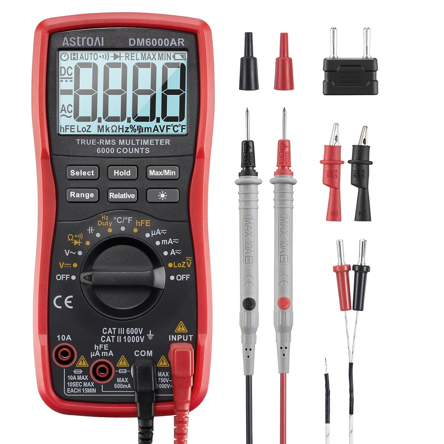 Detalle de AstroAI DM6000AR Digital Multimeter, 6,000 Counts, True RMS, Auto-Ranging