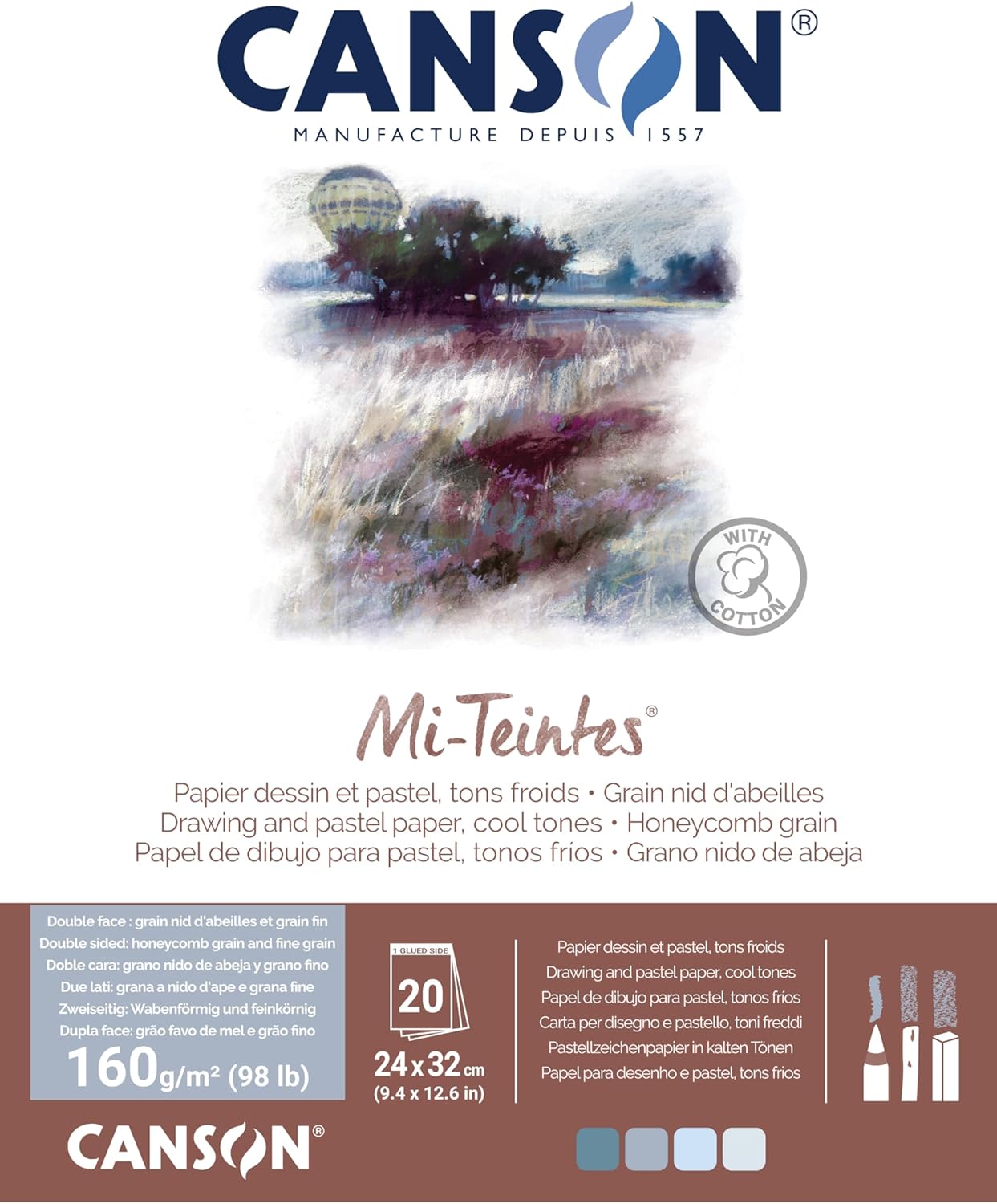 Thumbnail 6 de CANSON Mi-Teintes Bloc 20 feuilles – papier dessin 24x32 cm, 160 g/m², Nuances de gris