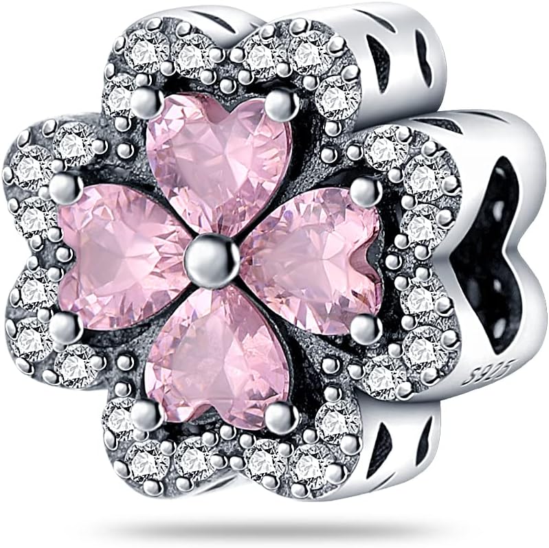 Detalle de KUNSIR Charm Anhänger Damen aus 925 Sterling Silber mit Zirkonia – für europäische Armband- und Ketten-Charmes