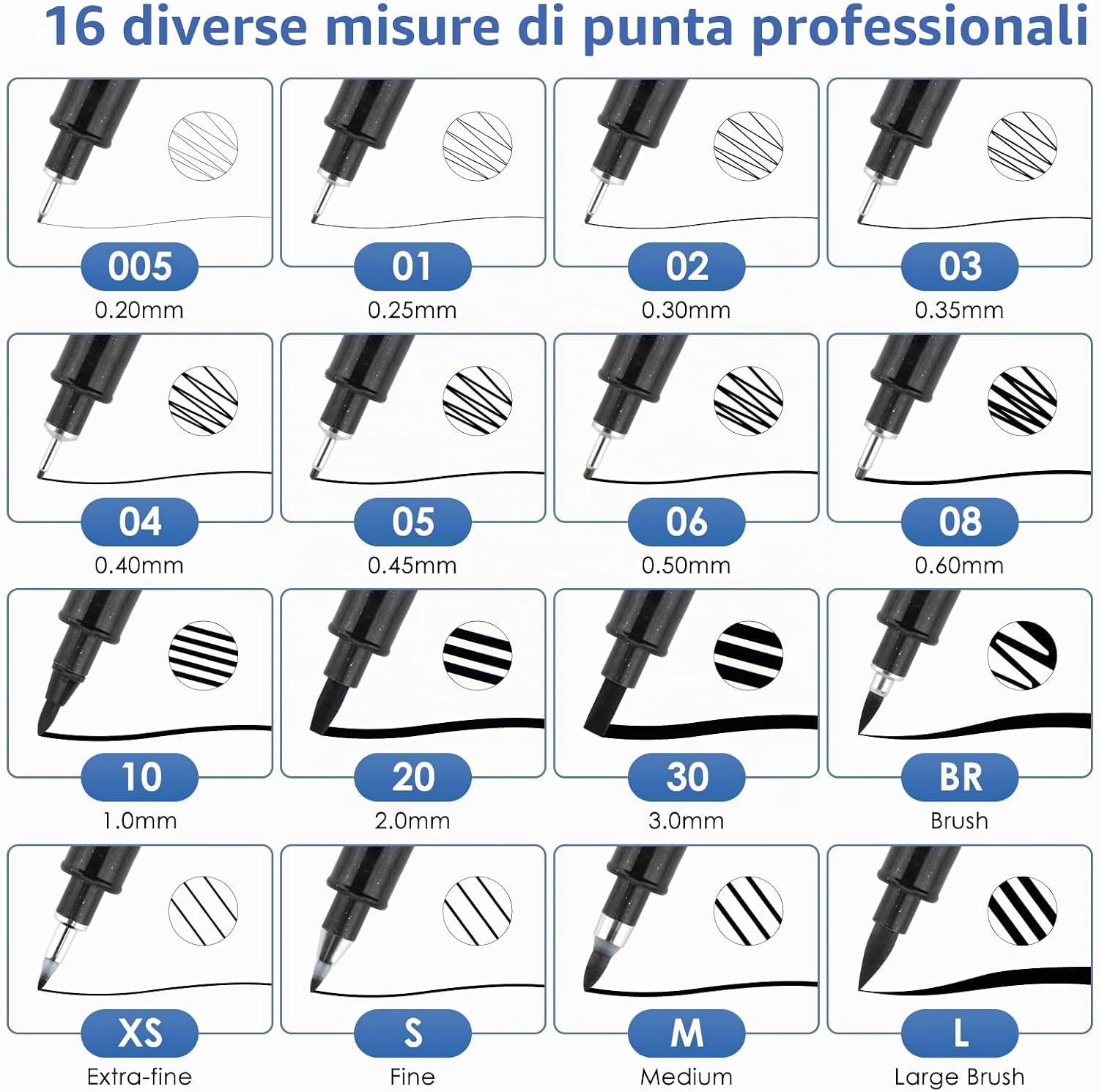 Thumbnail 1 de TWOHANDS 16 Pcs Penne da disegno Fineliner Nero con Punta Fine – Set completo per disegno tecnico e illustrazioni