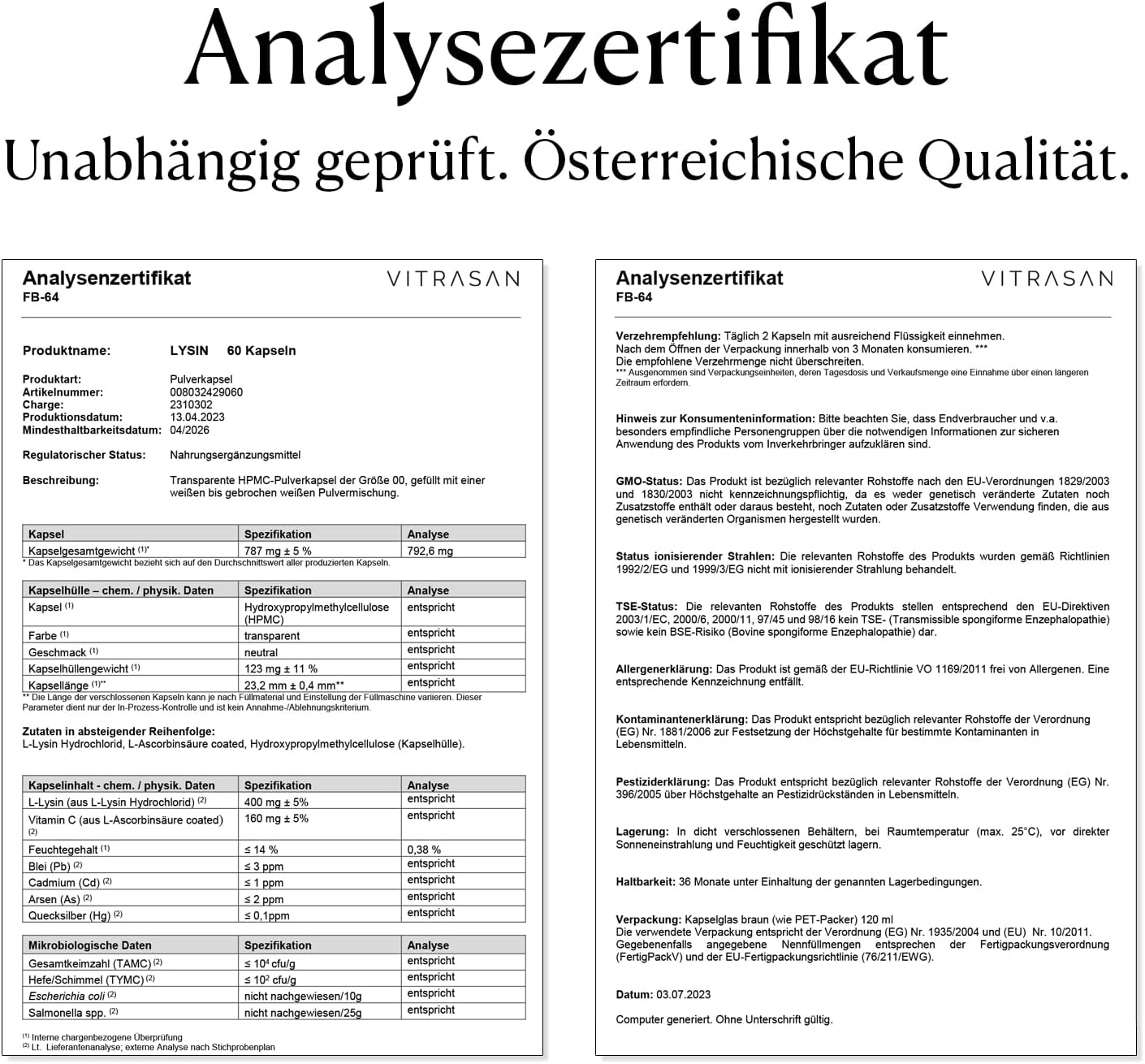Thumbnail 2 de L-Lysin plus Premium Kapseln 60 Stück