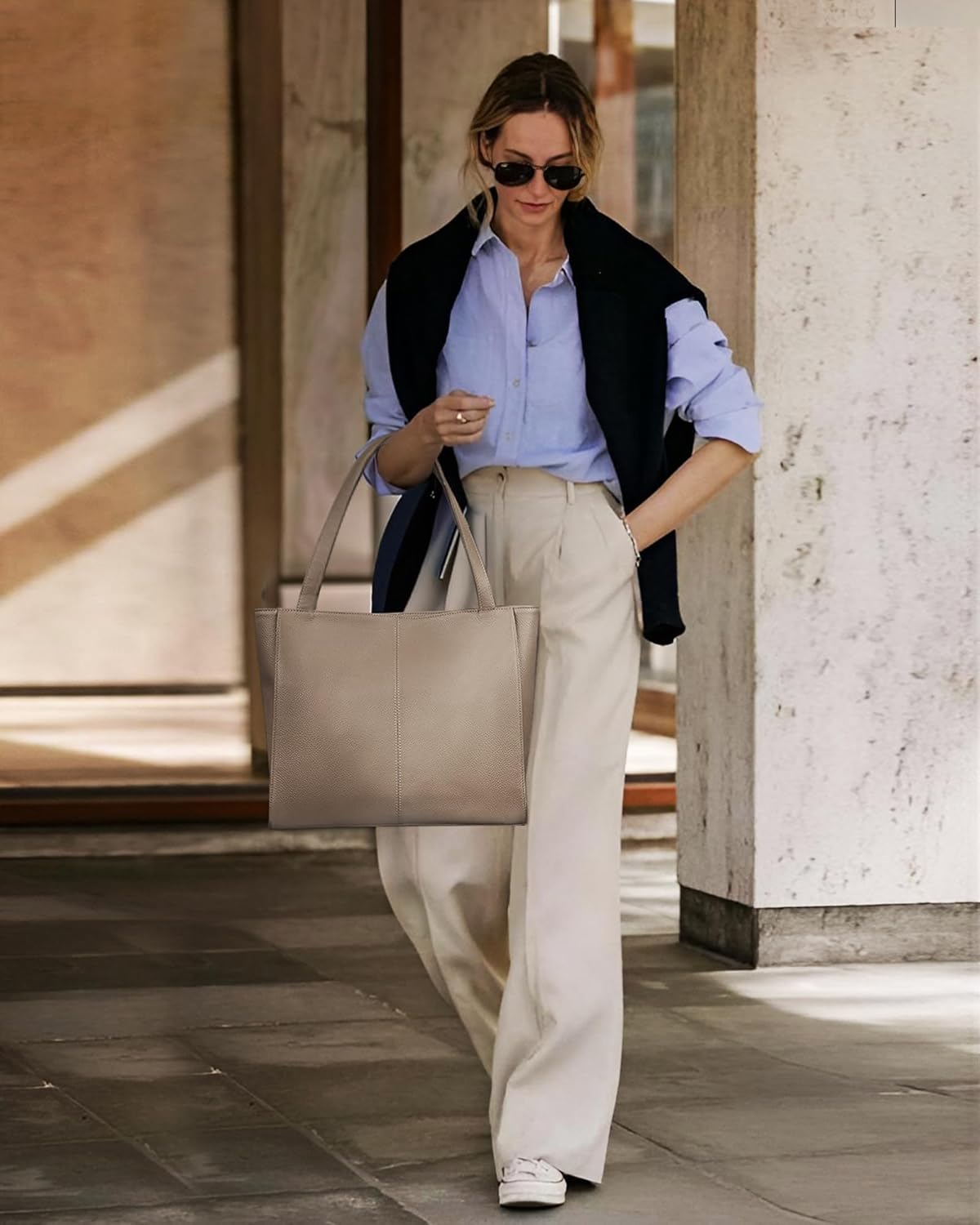 Thumbnail 2 de befen Echtleder Shopper-Tasche für Damen mit 14-Zoll-Laptopfach (Groß, Reißverschluss)