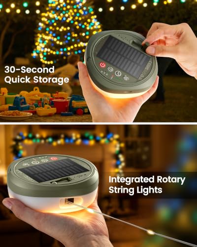 Detalle de Glocusent Rechargeable Camping Light with 10m Camping String Light and 130 LEDs