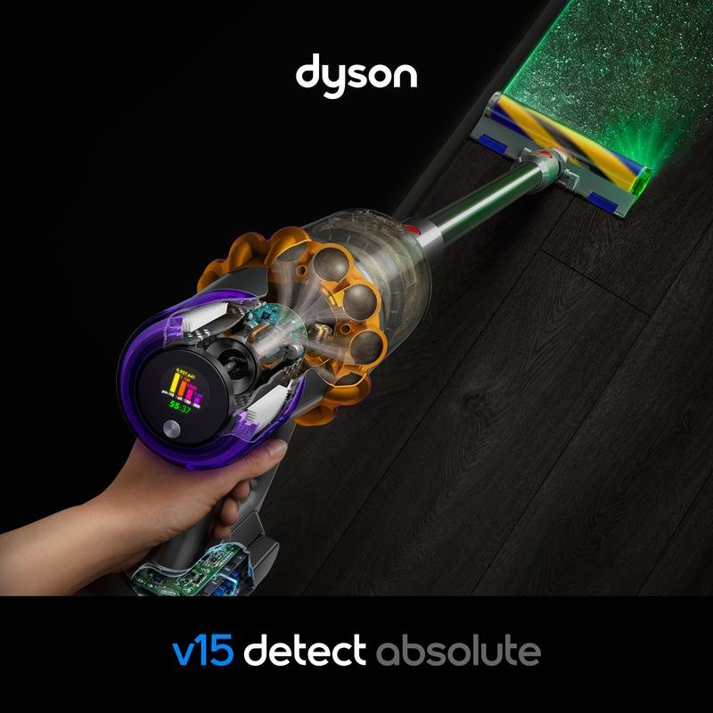 Detalle 2 de Dyson V15 Detect Absolute sin cable 240 W: autonomía, filtro HEPA y cepillos anti-enredos