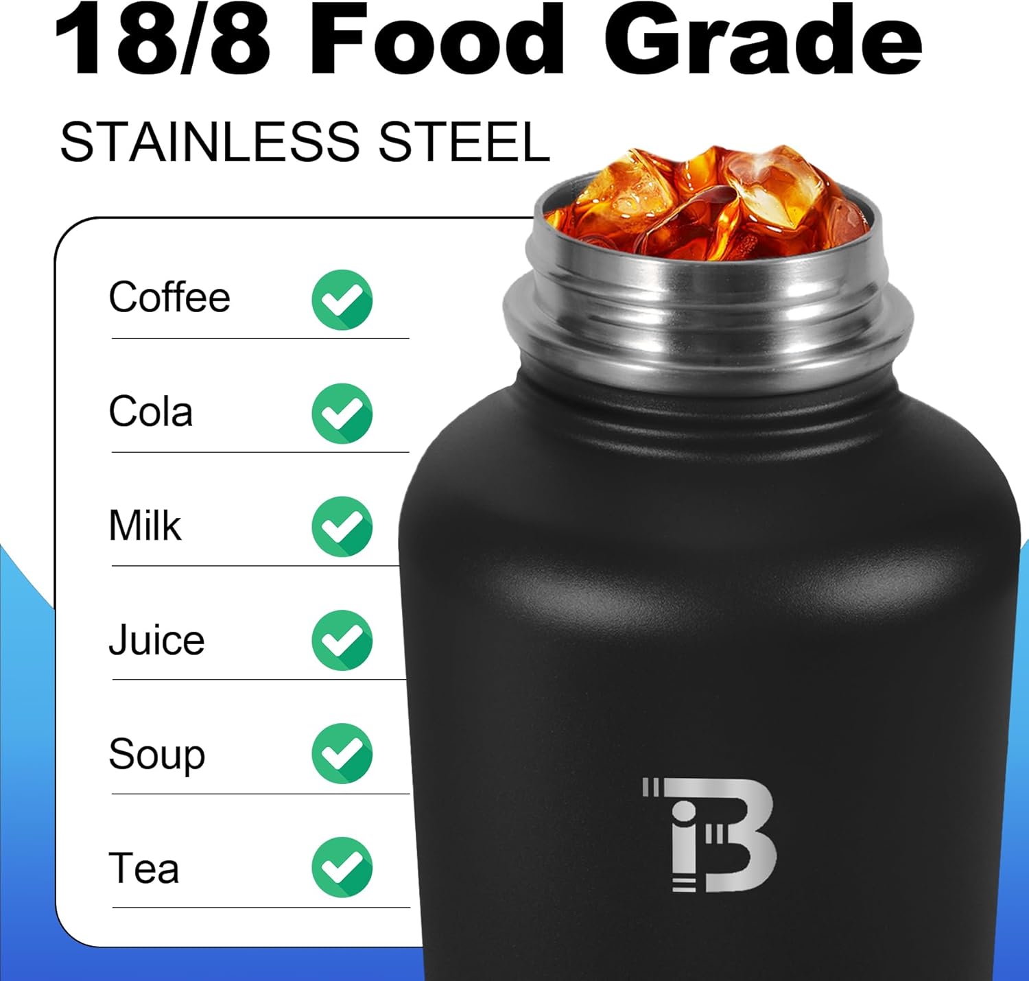 Thumbnail 2 de TOPBADE Edelstahl Trinkflasche Sport 1900ml – zweilüftige Deckel, Doppelwand-Isolierung, BPA-frei