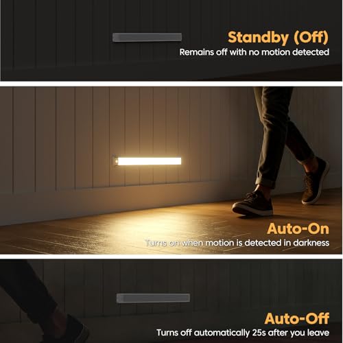 Thumbnail 4 de FILIYANO Luces LED para cocina bajo gabinete con sensor de movimiento, 20 cm y 3 colores (3 Pack) recargables magnéticas