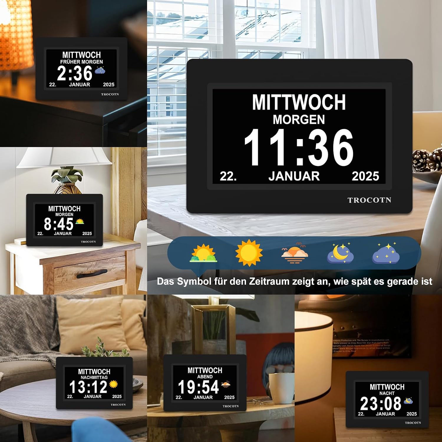 Thumbnail 2 de TROCOTN Demenz Uhr 7 Zoll Display Schwarz
