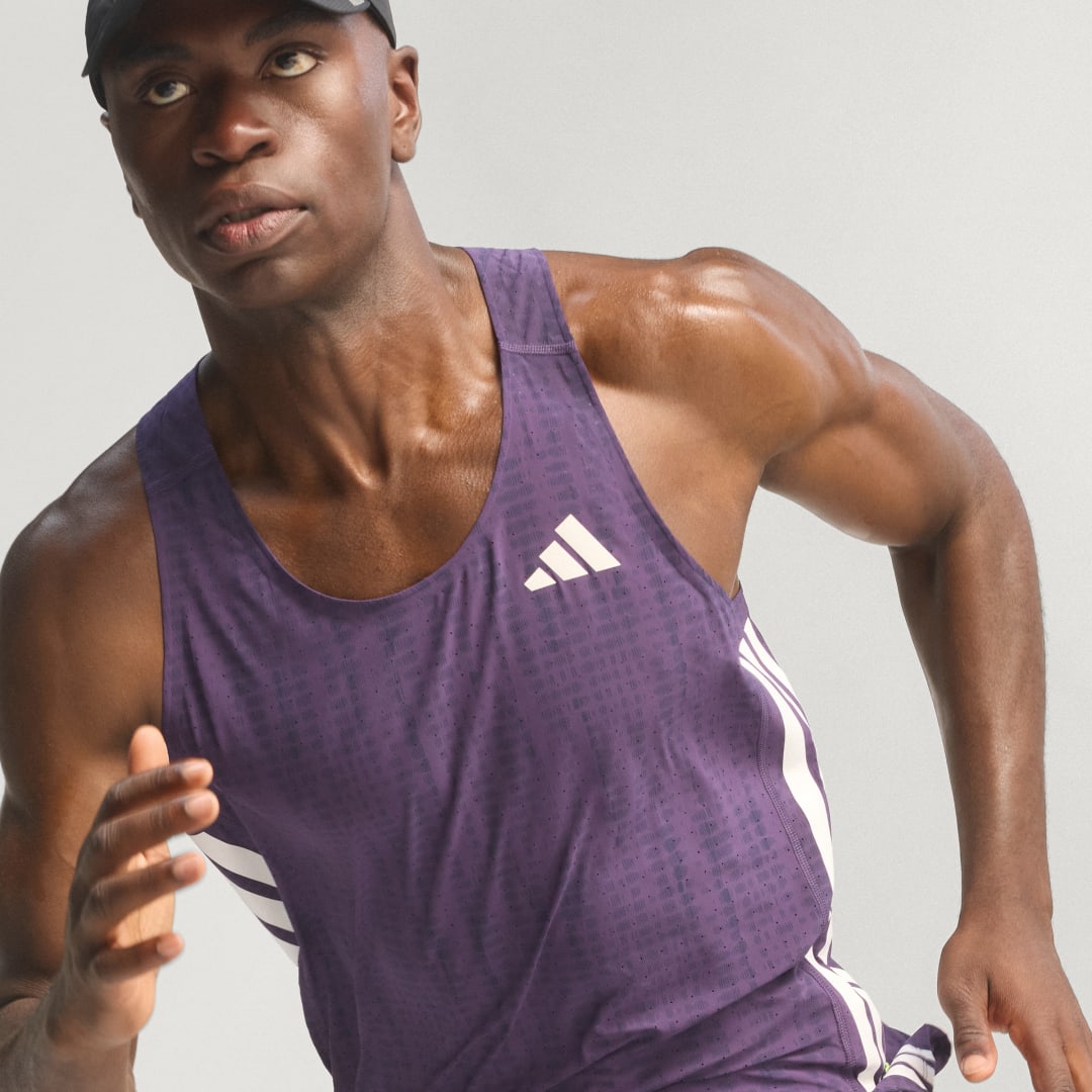 Detalle de Camiseta sin mangas Adizero Running de Adidas — color Violeta