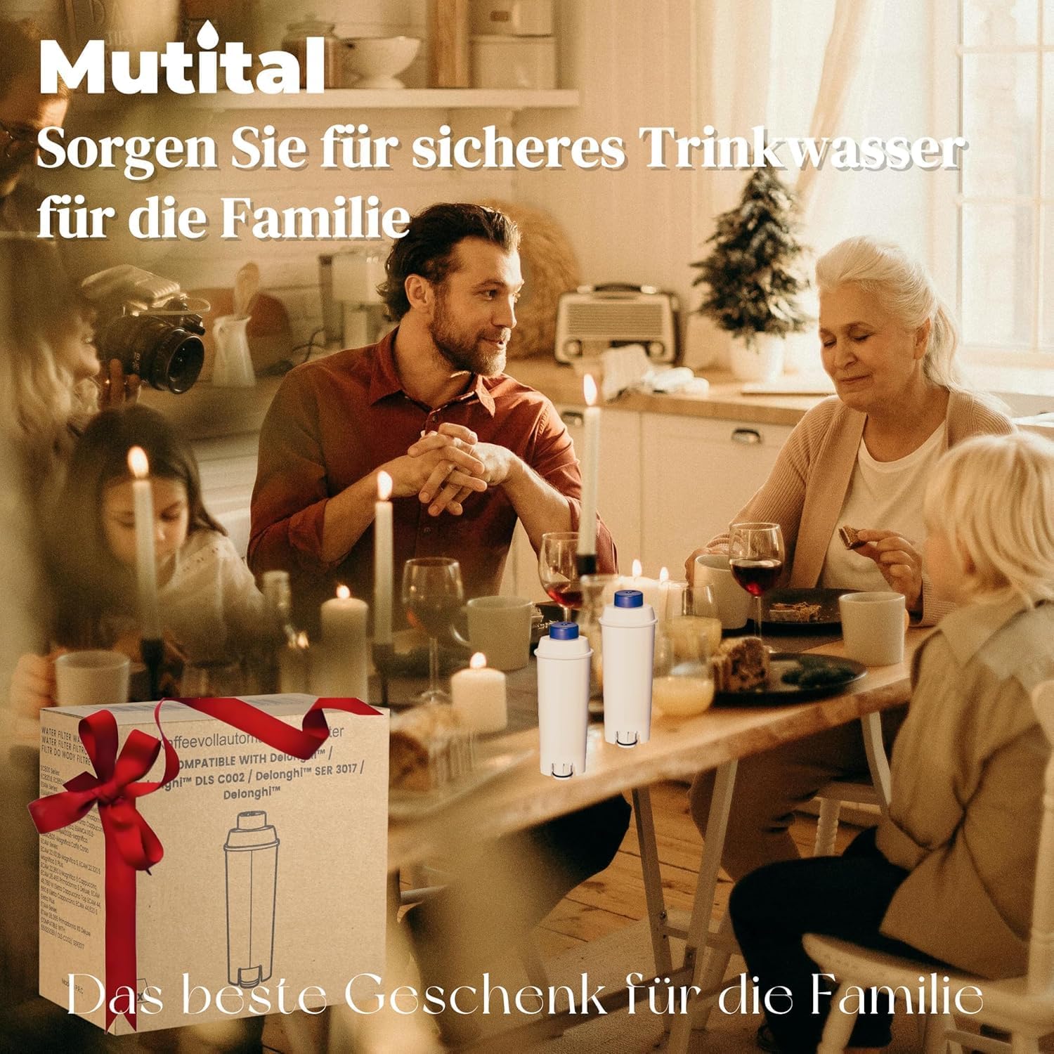 Detalle de Mutital 8er-Pack Wasserfilter für DeLonghi Kaffeevollautomaten – kompatibel mit ECAM, Dinamica, Magnifica, ETAM
