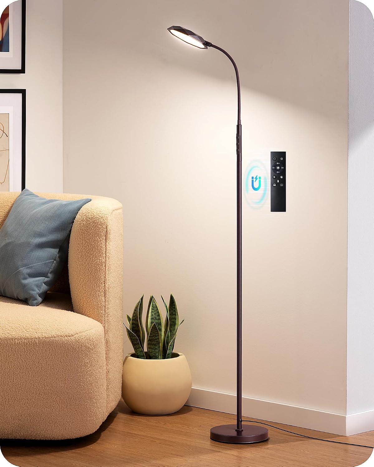 Detalle de EDISHINE FLL-018-XX LED Floor Lamp, 1,300 lm, Dimmable, 4 Colour Temperatures