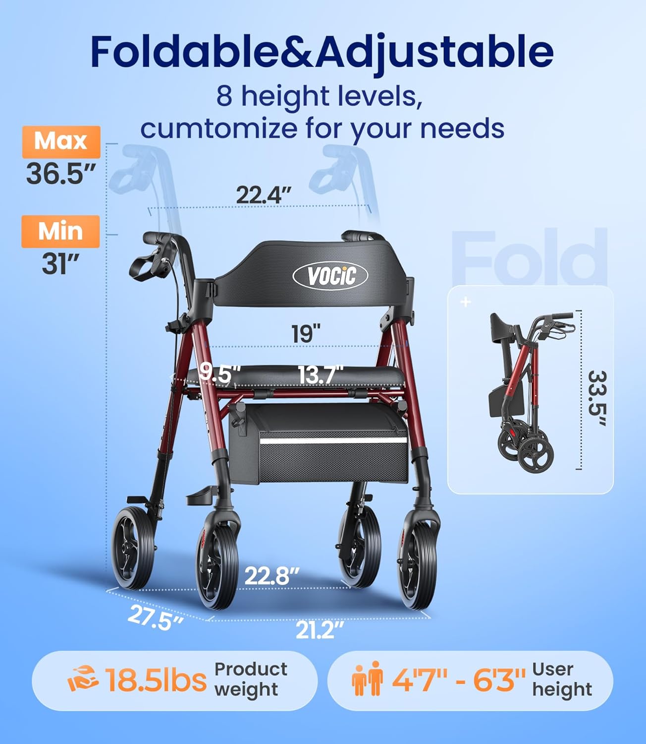 Thumbnail 5 de VOCIC Z21 walker 350 lb capacity 🦽
