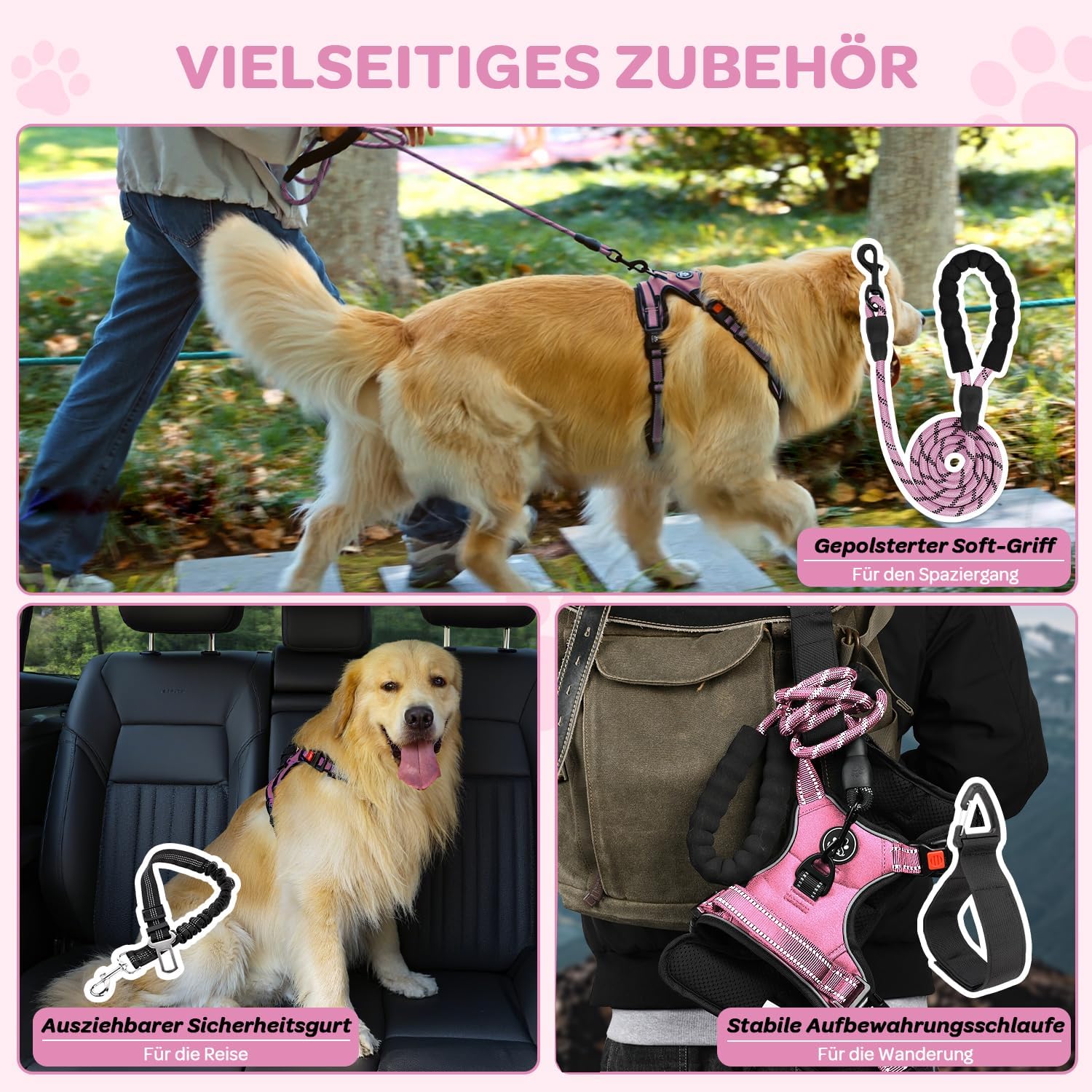 Detalle 2 de FURRYFECTION Anti Zug Hundegeschirr Rosa
