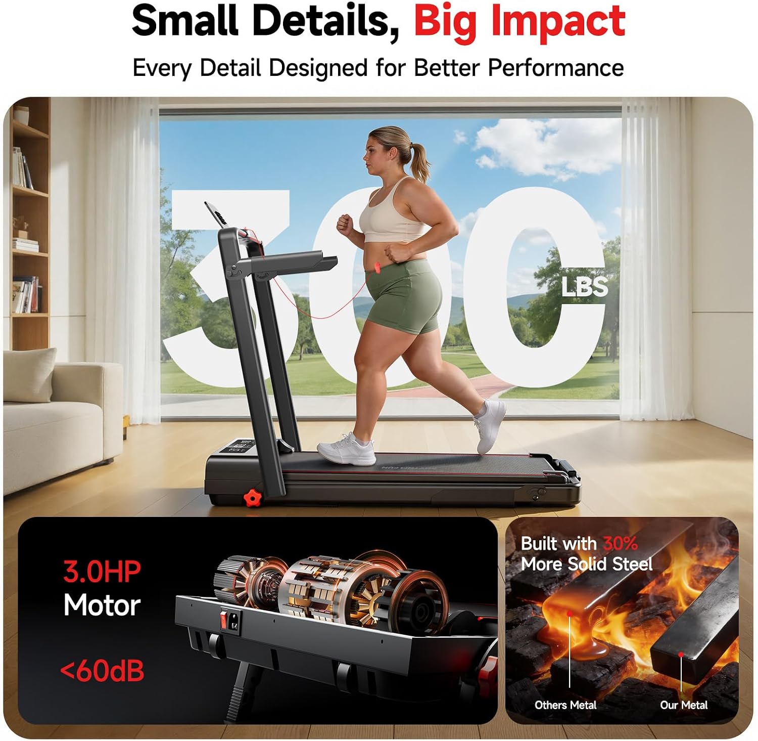 Detalle de RHYTHM FUN M4138 15% Incline Folding Walking Treadmill with Handlebar