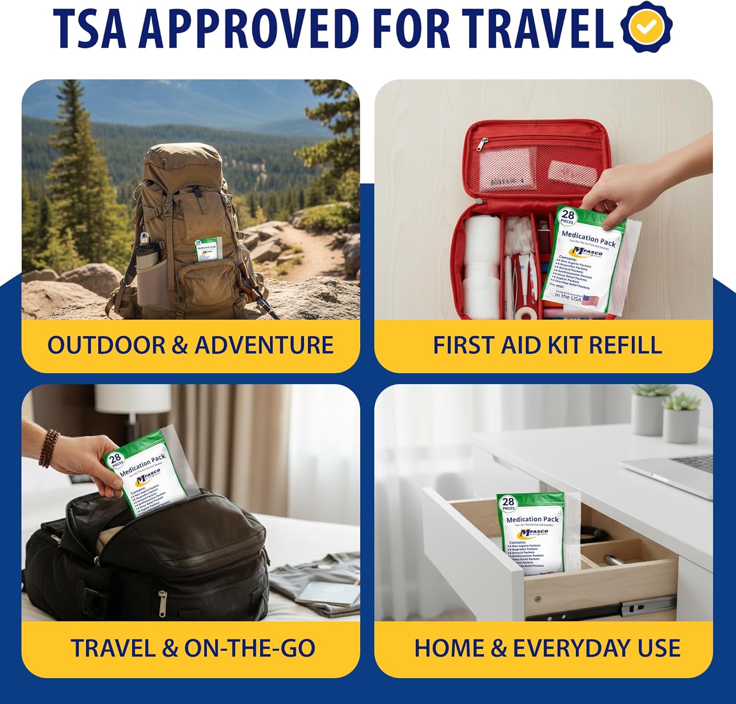 Thumbnail 5 de MFASCO 7-in-1 Travel Size Medicine Kit (TSA Approved) — Compact OTC Refill Packets for Trips & Cruise Travel