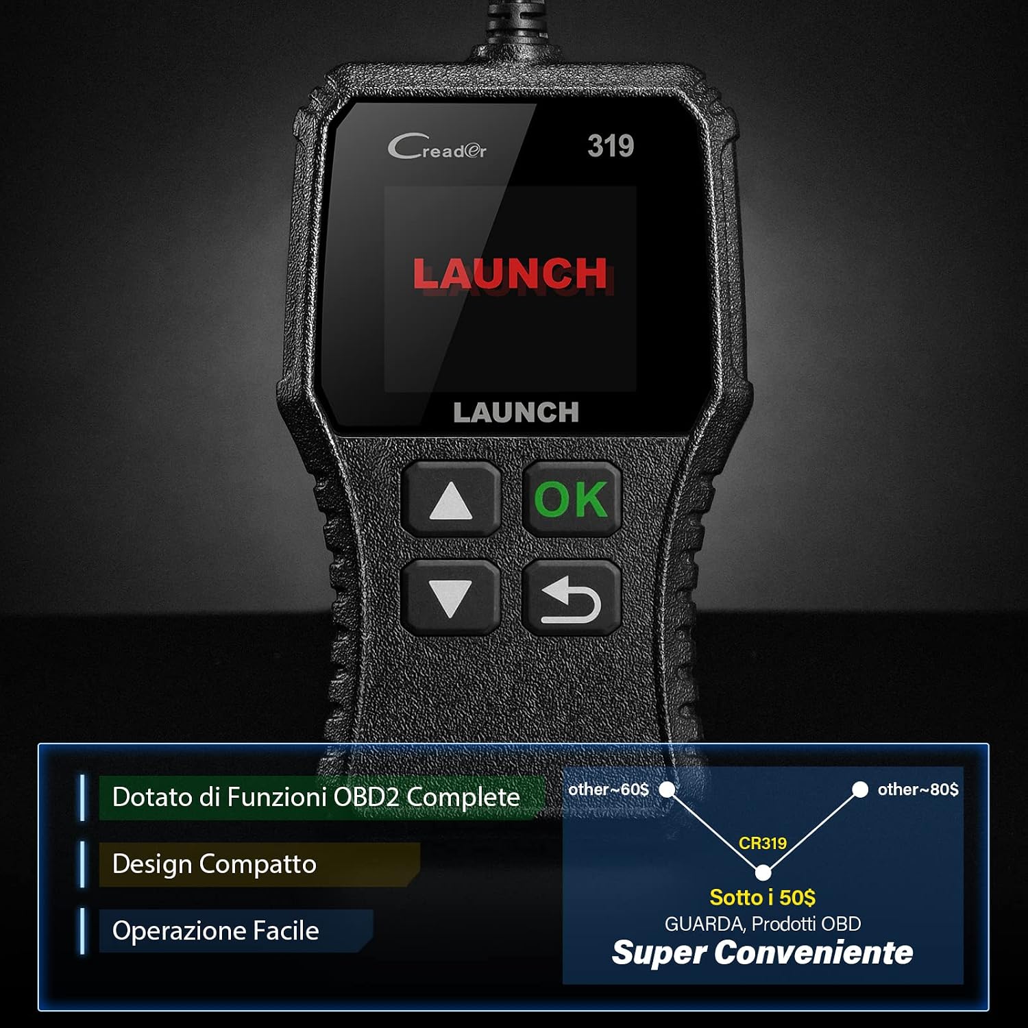 Detalle de LAUNCH CR319 OBD2 Scanner per diagnosi auto: lettore codici errore OBDII universale