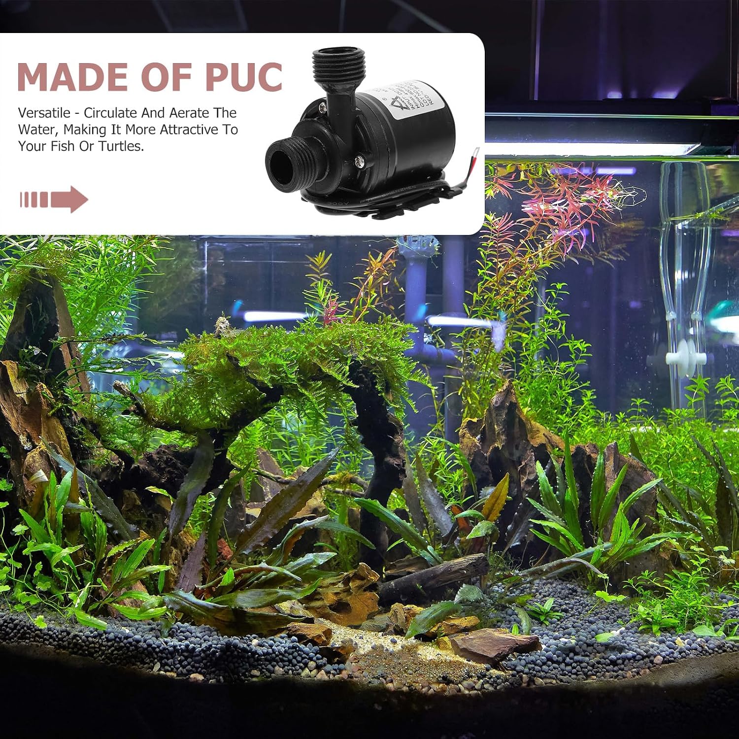 Detalle de ULTECHNOVO 12V Tauchwasserpumpe (2er-Set) 800 l/h, 5 m Förderhöhe – besonders leise für Brunnen, Pool & Solar-Umlauf