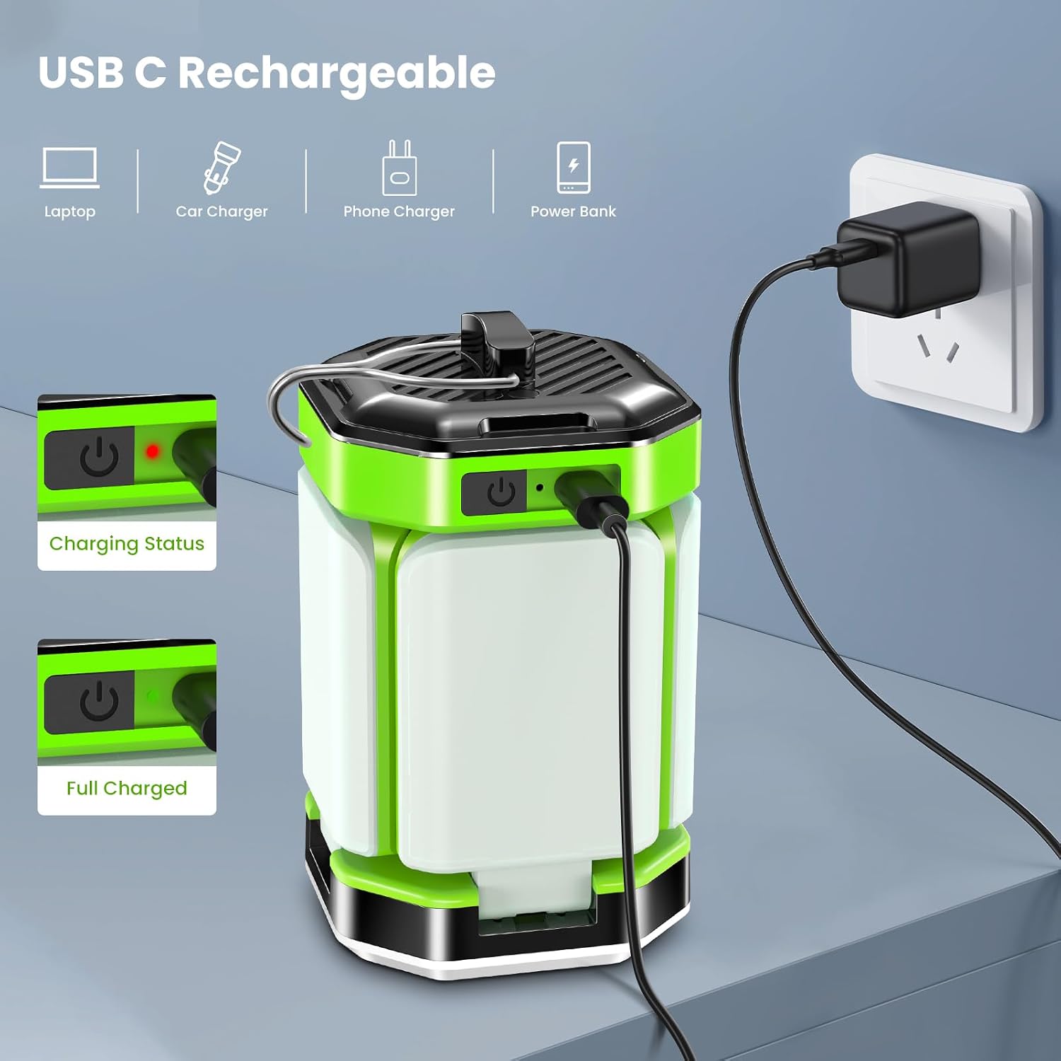 Detalle de Lampada da Campeggio BICKON: lanterna ricaricabile USB a 60 LEDs, 5 modalità e 25+ ore di autonomia