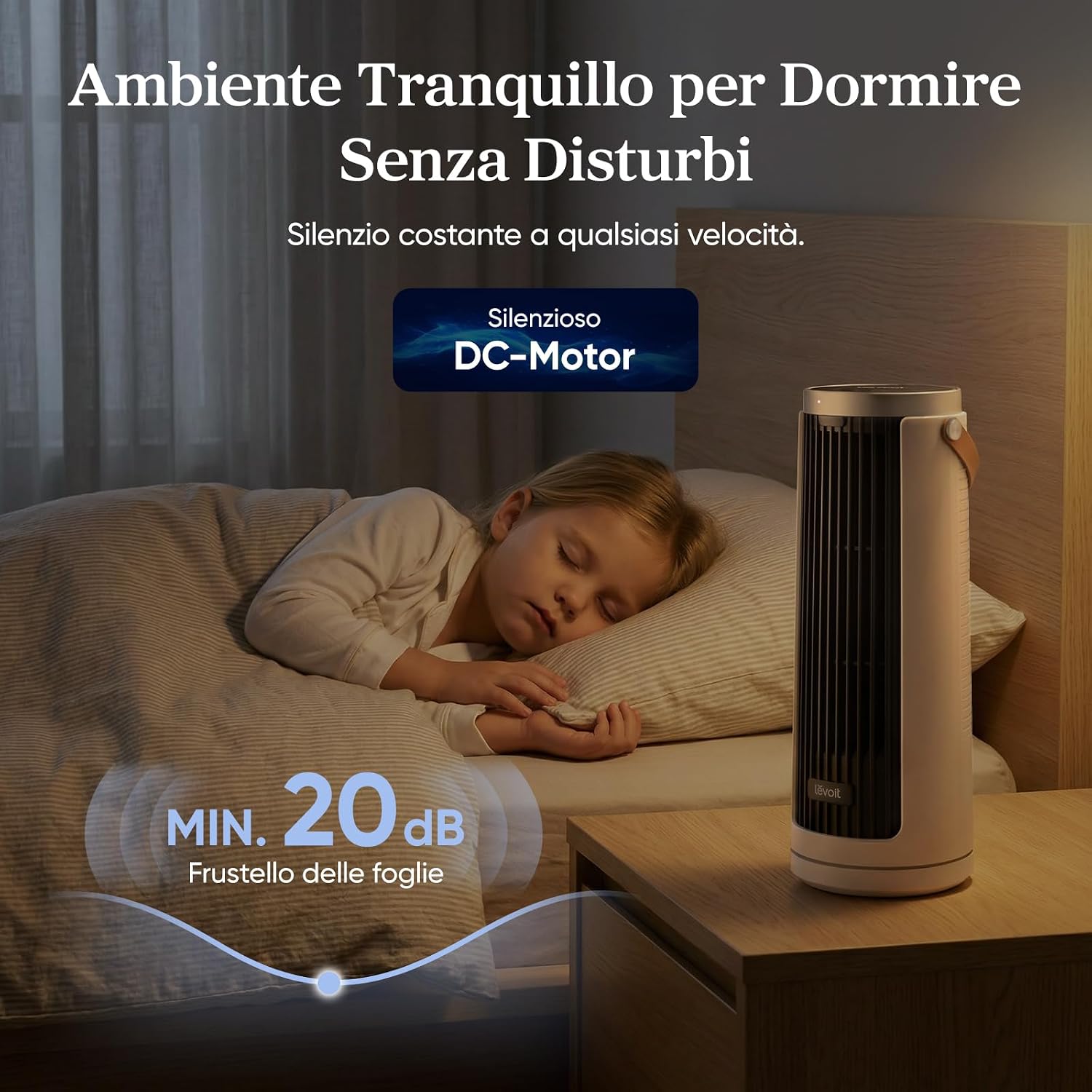 Detalle de Levoit Windi Mini: Ventilatore a Torre Compatto con Telecomando e Oscillazione 90°